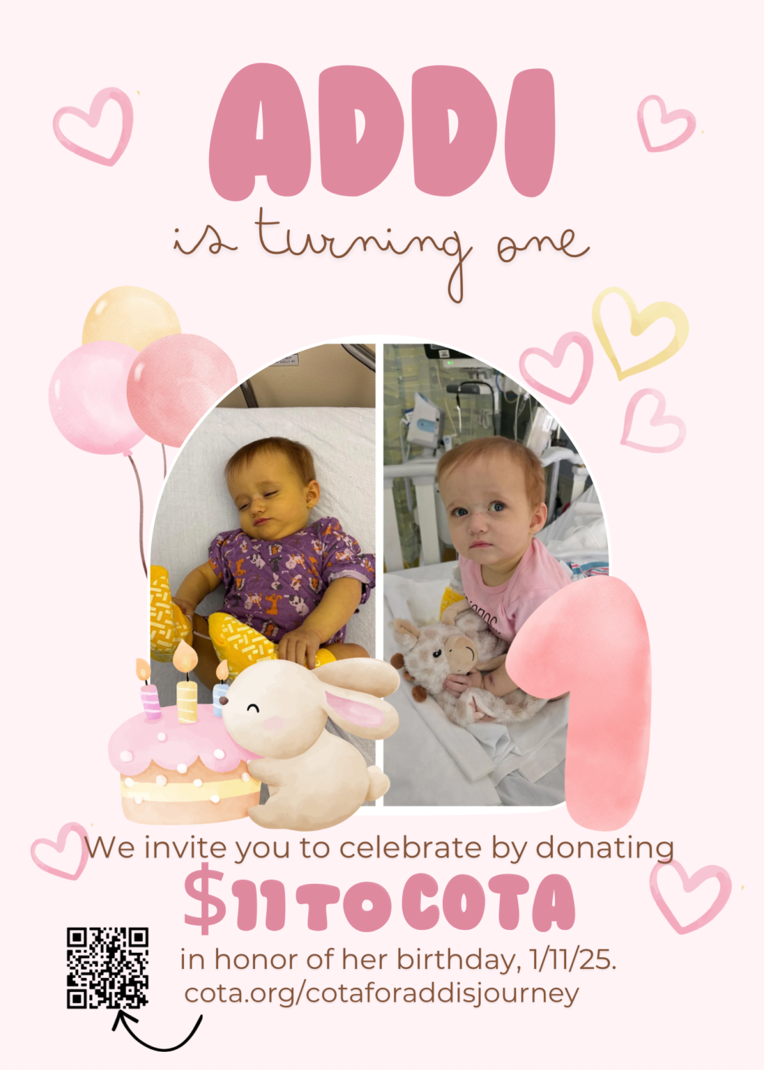 💚 Addi Turns ONE in nine days! 💚 - COTA for Addi's Journey
