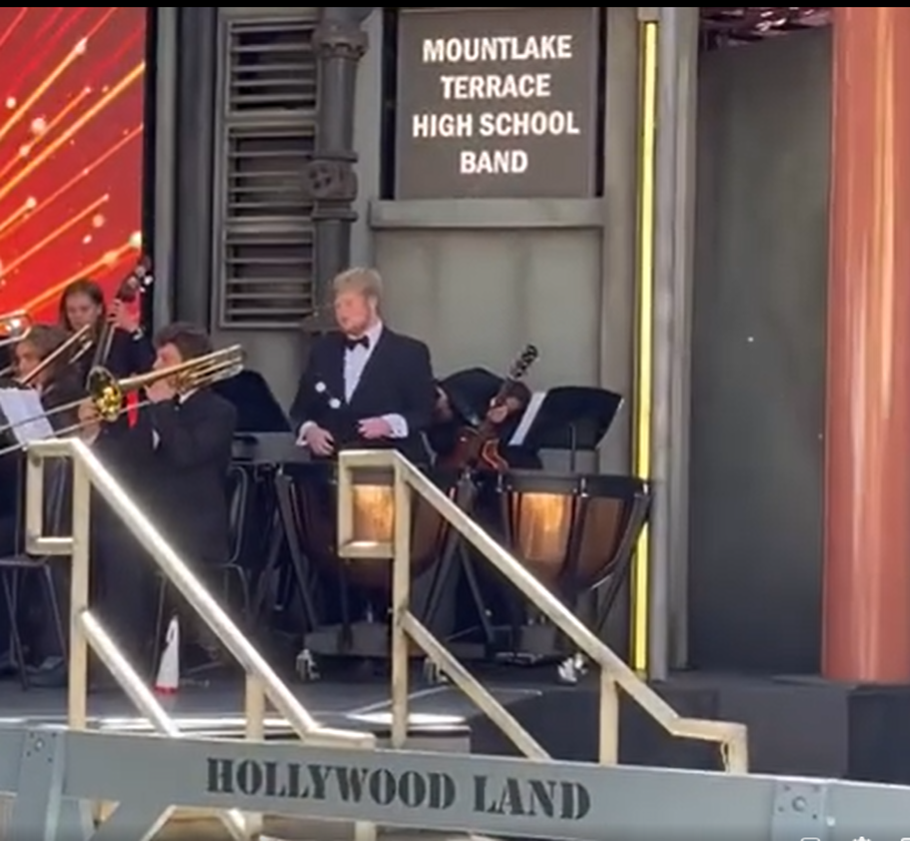 Josiah playing with the Mountlake Terrace High School Band at Disneyland