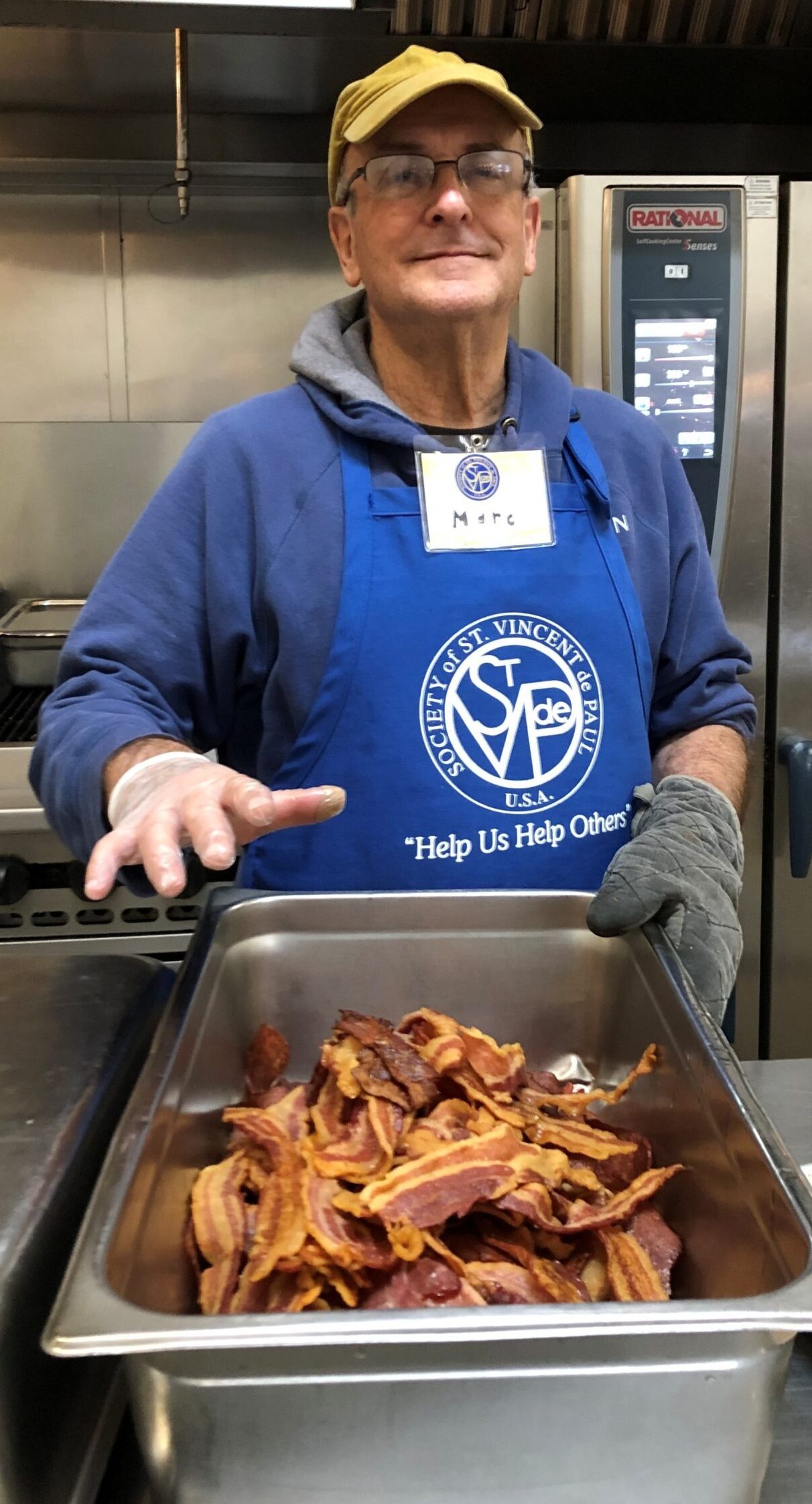 Marc volunteering at St. Vincent de Paul homeless shelter in Oakland, CA